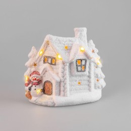 Фигура керамическая "Домик со снеговиком" 26.2х9.5х23.3см 0.1Вт IP20 Neon-Night 505-007
