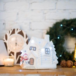 Фигура керамическая "Домик со снеговиком" 26.2х9.5х23.3см 0.1Вт IP20 Neon-Night 505-007