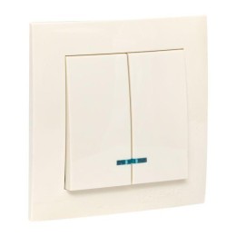 Выключатель 2-кл. СП Валенсия 10А IP20 с индикатором крем. PROxima EKF EWV10-123-20