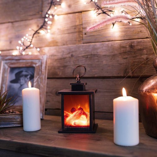Камин светодиодный "Кантри" 12х12х18.5см эффект живого огня элементы питания 3хAAA (не в компл.) Neo