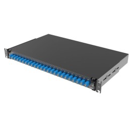 Полка оптическая выдвижная 1U с адатерами 24 х duplex LC OS2 в комплекте с лицевой панелью пигтейлам
