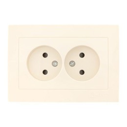 Розетка 2-м СП Валенсия 10А IP20 без заземл. защ. шторки крем. PROxima EKF EWR10-102-20