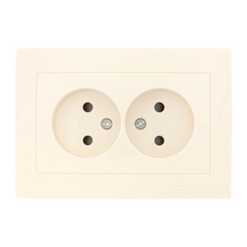 Розетка 2-м СП Валенсия 10А IP20 без заземл. защ. шторки крем. PROxima EKF EWR10-102-20