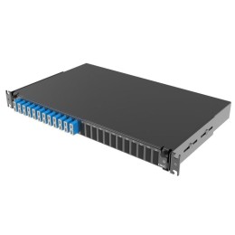 Полка оптическая выдвижная 1U с адатерами 12 х duplex SC OS2 в комплекте с лицевой панелью пигтейлам