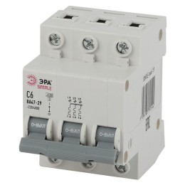 Выключатель автоматический модульный 3п C 6А 4.5кА ВА 47-29 SIMPLE-mod-19 ЭРА Б0039236