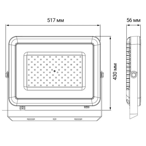 Прожектор светодиодный PFL-S2 300Вт 6500К IP65 220–240В ДО с клапаном закален. матов. стекло сер. Pr