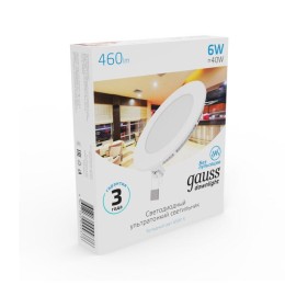 Светильник светодиодный Slim 6Вт 6500К IP20 460лм 220-240В ДВО круг бел. GAUSS 939111306