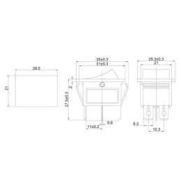 Выключатель клавишный 250В 16А (4с) ON-OFF син. с подсветкой (RWB-502 SC-767 IRS-201-1) Rexant 36-23