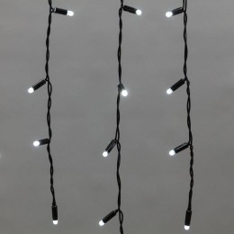 Гирлянда светодиодная "Айсикл" (бахрома) 2.4х0.6м 88LED бел. 7Вт 230В IP65 провод черн. (нужен шнур