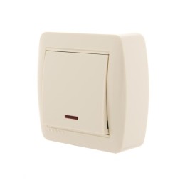 Выключатель 1-кл. ОП Demet 10А IP20 с подсветкой крем. LEZARD 711-0300-111