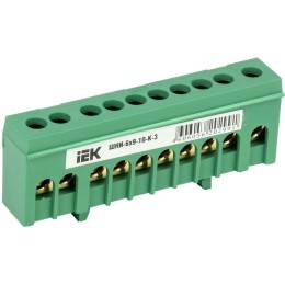 Шина PE "земля" в корп. изол. на DIN-рейку ШНИ-6х9-10-К-З IEK YNN10-69-10KD-K06