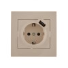 Розетка 1-м СП Rain 16А с заземл. + USB разъем крем. LEZARD 703-0303-181