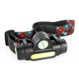 Фонарь аккумуляторный налобный E1340 XPE + COB LED 3Вт 2 режима аккум. 3.7В магнит диммир. черн. (бо