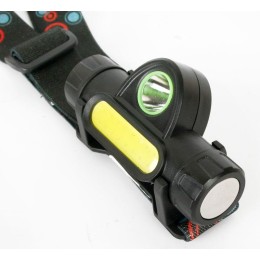 Фонарь аккумуляторный налобный E1340 XPE + COB LED 3Вт 2 режима аккум. 3.7В магнит диммир. черн. (бо