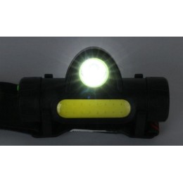 Фонарь аккумуляторный налобный E1340 XPE + COB LED 3Вт 2 режима аккум. 3.7В магнит диммир. черн. (бо