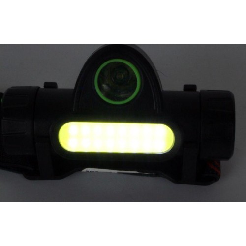 Фонарь аккумуляторный налобный E1340 XPE + COB LED 3Вт 2 режима аккум. 3.7В магнит диммир. черн. (бо