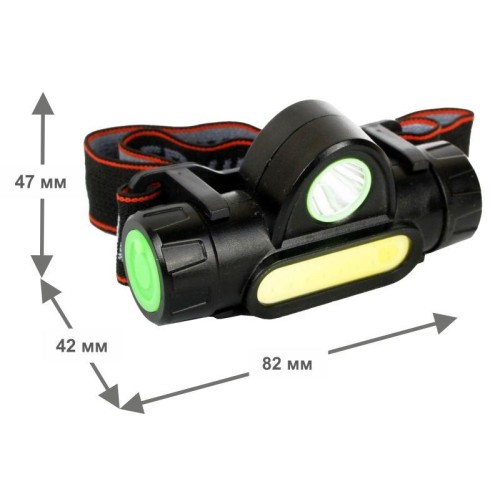 Фонарь аккумуляторный налобный E1340 XPE + COB LED 3Вт 2 режима аккум. 3.7В магнит диммир. черн. (бо