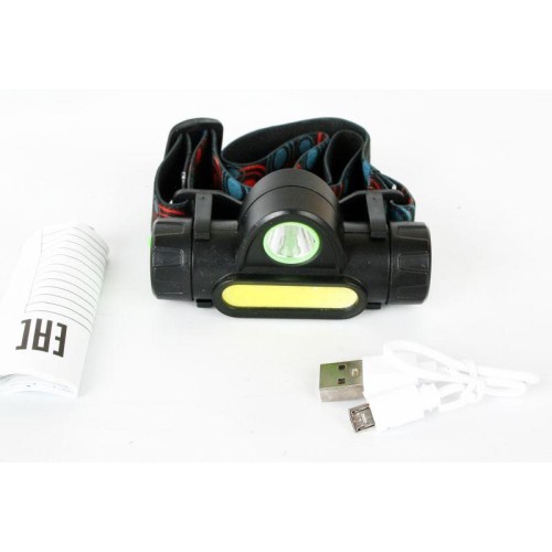 Фонарь аккумуляторный налобный E1340 XPE + COB LED 3Вт 2 режима аккум. 3.7В магнит диммир. черн. (бо