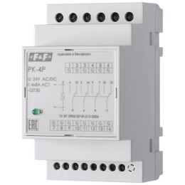 Реле промежуточное PK-4P/12 (монтаж на DIN-рейке 35мм 12В 50Гц 4х8А 4 перекл.) F&F EA06.001.012