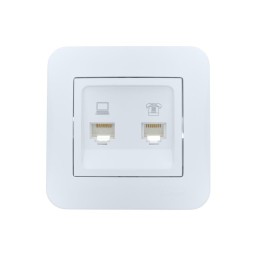Розетка компьютерная+телефонная 2-м СП ASTI RJ45 + RJ11 в сборе бел. LEZARD 7081-0202-143