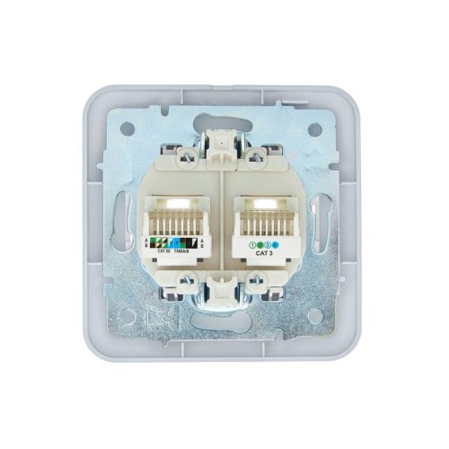 Розетка компьютерная+телефонная 2-м СП ASTI RJ45 + RJ11 в сборе бел. LEZARD 7081-0202-143