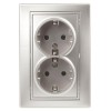 Розетка 2-м СП Plano 1-205-03 16А IP20 250В 2х2P+E Schuko алюм. Intro Б0053917