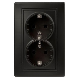 Розетка 2-м СП 2мод. Plano 1-205-05 16А IP20 250В 2х2P+E Schuko антрацит Intro Б0053919