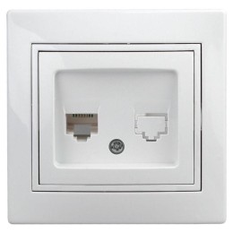 Розетка телефонная СП Plano 1-302-01 RJ11 IP20 бел. Intro Б0027619