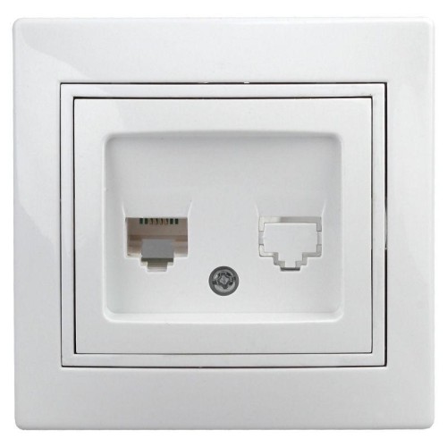 Розетка телефонная СП Plano 1-302-01 RJ11 IP20 бел. Intro Б0027619