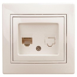 Розетка телефонная СП Plano 1-302-02 RJ11 IP20 сл. кость Intro Б0027620