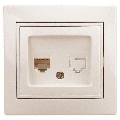 Розетка телефонная СП Plano 1-302-02 RJ11 IP20 сл. кость Intro Б0027620