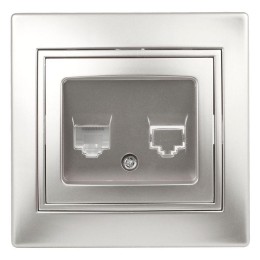 Розетка телефонная СП Plano 1-302-03 RJ11 IP20 алюм. Intro Б0030082