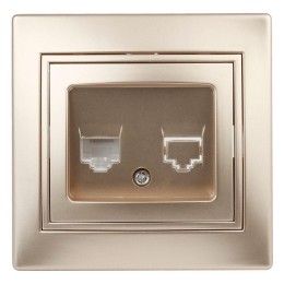 Розетка телефонная СП Plano 1-302-04 RJ11 IP20 шампань Intro Б0030083