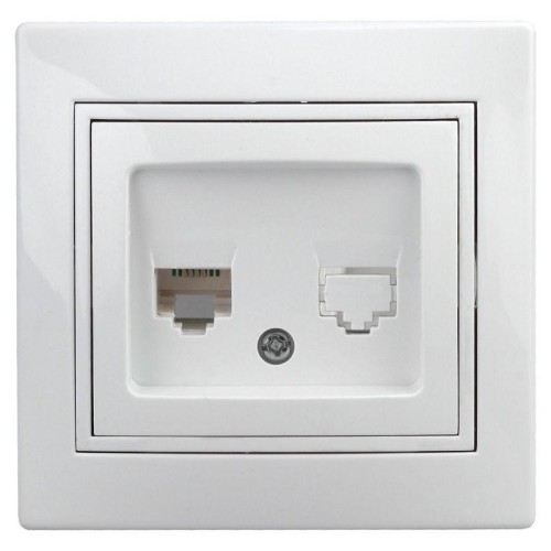 Розетка компьютерная СП Plano 1-303-01 RJ45 IP20 бел. Intro Б0027621