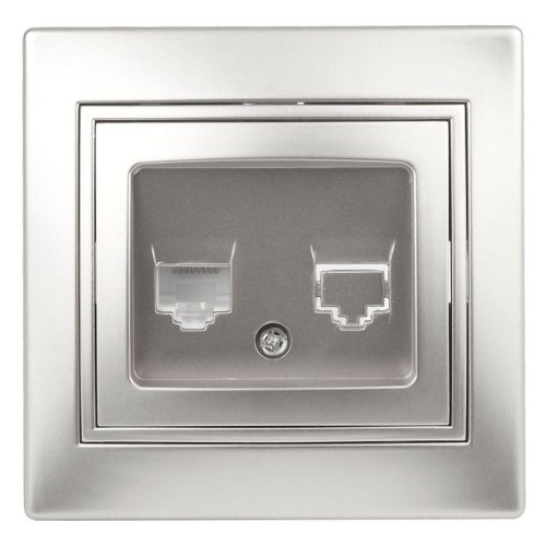 Розетка компьютерная СП Plano 1-303-03 RJ45 IP20 алюм. Intro Б0030086