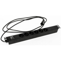 Блок розеток 6-м 10А SHE19-6SH-S-2.5IEC Schuko горизонт. с выкл. шнур 2.5м Hyperline 397027
