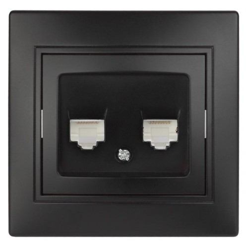 Розетка компьютерная 2-м СП Plano 1-304-05 RJ45 антрацит Intro Б0044576