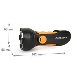 Фонарь аккумуляторный LED3816 9LED аккум. SLA 220В склад. вилка пластик. черн./желт. (кор.) Ultrafla