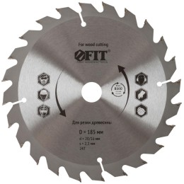 Диск пильный для циркулярных пил по дереву 185х20/16х24T FIT 37738