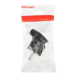 Вилка Евро угловая 16А с заземл. черн. Rexant 16-0726
