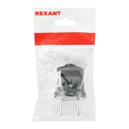Вилка прямая 6А без заземл. черн. Rexant 11-8934