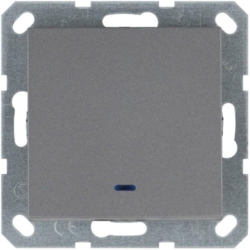 Переключатель проходной 1-кл. 10А IP20 с подсветкой механизм алюм. Jasmart G3012NS