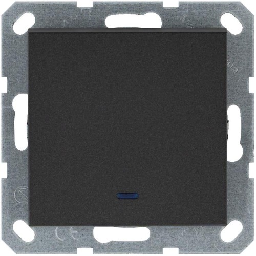 Переключатель проходной 1-кл. 10А IP20 с подсветкой механизм антрацит Jasmart G3012NB