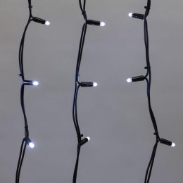Гирлянда светодиодная "Айсикл" (бахрома) 5х0.7м 152LED бел. 12Вт IP67 провод черн. каучук Neon-Night