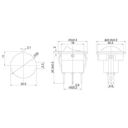 Выключатель клавишный круглый 12В 20А (3с) ON-OFF черн. подсветка зел. (RWB-215 MIRS-101Е-8С/D) Rexa