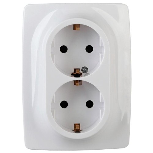 Розетка 2-м СП Эра12 12-2006-01 16А IP20 250В 2х2P+E Schuko без лапок бел. Эра Б0038808
