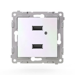 Розетка 2-м USB СП Pixel тип A+A 5В 1х2.1А 2х1.05А механизм перламутр. TOKOV ELECTRIC TKE-PX-2USB-C0