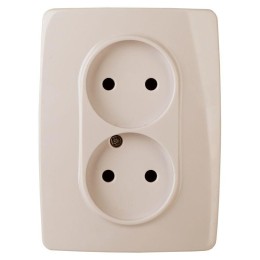 Розетка 2-м СП Эра12 12-2007-02 16А IP20 250В 2х2P без лапок сл. кость Эра Б0038811
