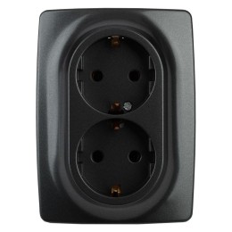 Розетка 2-м СП Эра12 12-2108-05 16А IP20 250В 2х2P+E Schuko защ. шторки антрацит Эра Б0036446