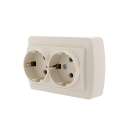 Розетка 2-м ОП Demet 16А IP20 с заземл. закрыт. корпус керамика крем. LEZARD 711-0300-127